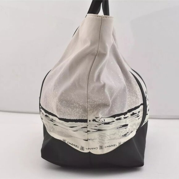 Authentic CHANEL Sports Line High Summer Nylon Leather CC Tote Bag Gray - Picture 13 of 16